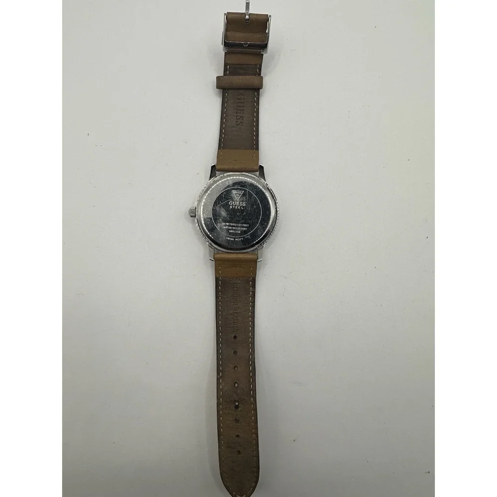 Guess Navy Blue Dial U0922G8 Brown Leather New Battery 39mm 8
